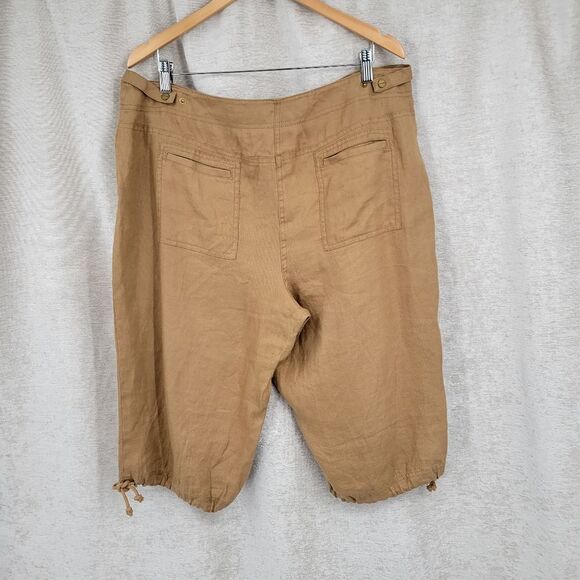 Jones New York Tan Linen Togle Closure Capri / Bremuda Women's Plus Size 16 - Picture 5 of 12